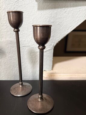 Vintage Italy William Adams Silver Plate Set of 2 Taper Candle Holders